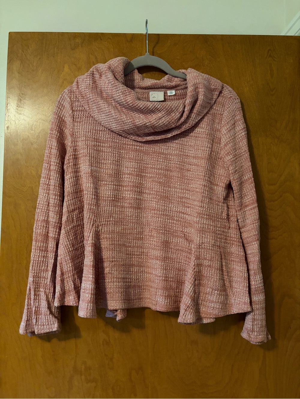 Anthropologie Blush Pink Cowlneck Textured Sweater